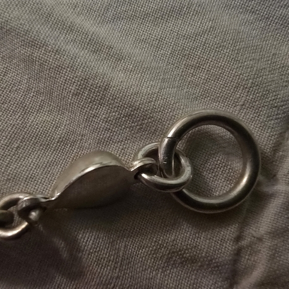 Silver Charm Bracelet With Red Enameled Heart Inlay - Picture 5 of 5